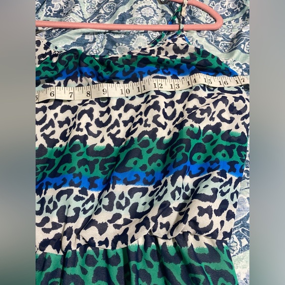 ❤️🤩She’s Cool Blue Green Black & White Leopard Stripped Sleeveless Maxi Dress - Picture 7 of 9